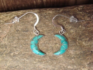 moonearring, Sterling, Turquoise, 925 sterling silver