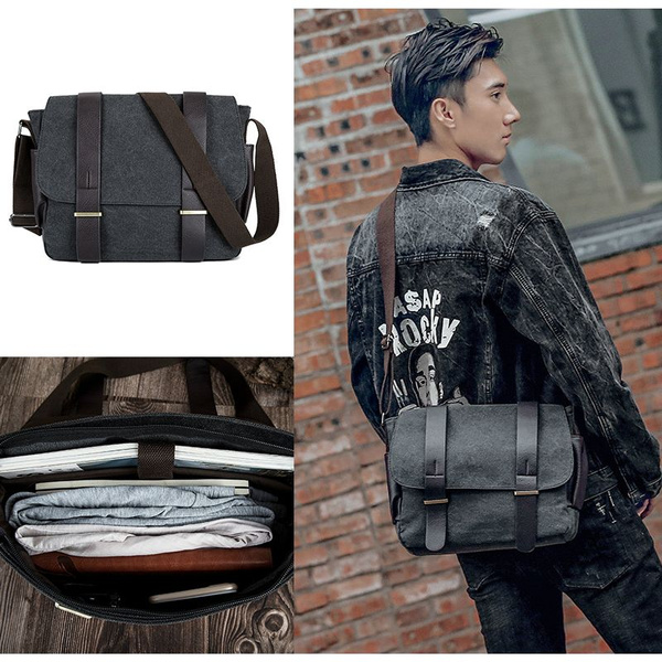 Men's Canvas Crossbody Shoulder Bag Messenger Bag Satchel Bag Casual