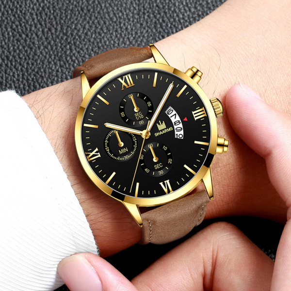 Classic Black Leather Men S Watch Montre Homme Fine Leather Strap Quartz Watch Men S Fashion Business Analog Clock Uhren Herren