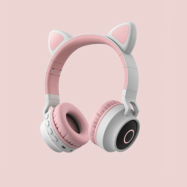 Wireless bluetooth 5.0 Headphones Kids Cat Ear LED Light-up Foldable  Headset | Wish
