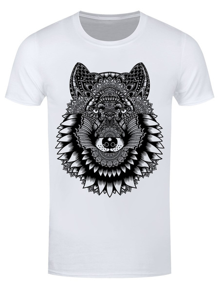 Unorthodox Mens Wolf Mandala T-Shirt White 