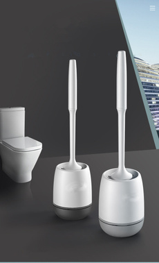 Silicone, toiletbrushwithholder, Baño, siliconelonghandlehouseholdbathroomcleaningbrush