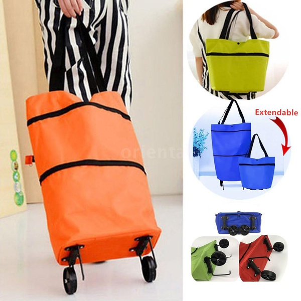 2 In 1 Grocery Cart With Wheels Foldable Shopping Bags With Zipper  Waterproof Trolley Bag Folding Utility Shopping Cart For Women Or Men  Travel Home  Fruugo IN