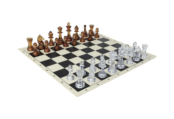 Transparent Chess Set - Chess Board Black/White 17,3