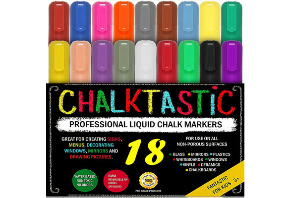 8-18 color Chalk Markers Best for Kids Art, Chalkboard Labels, Menu Board  Bistro Boards, Glass Window Markers, non-toxic Erasable Liquid Pens Chisel  or Fine Tip, Neon Colors plus White
