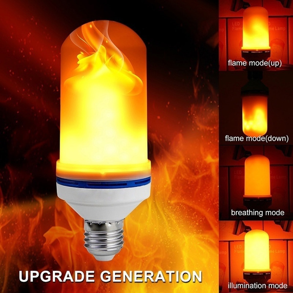 4 Modes Gravity Sensor E27 LED Flame Effect Fire Light Bulb Creative ...