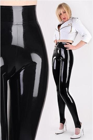 Sexy Women's Black High Waist Latex Exotic Pants Leggings Skinny Rubber  Trousers Plus Size