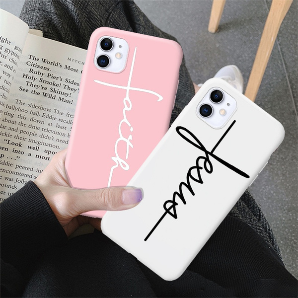 Women s and couple Fashion Cross Faith Phone Case Graphic Tees Christian Phone Case Inspirational Phone Case Cover for iPhone 11 Pro Max X XR XS Max