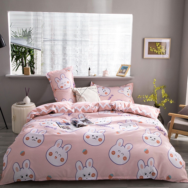 BABY BEDDING FIT JUNIOR BED 150x120cm PILLOWCASE DUVET COVER Bunny Pink 