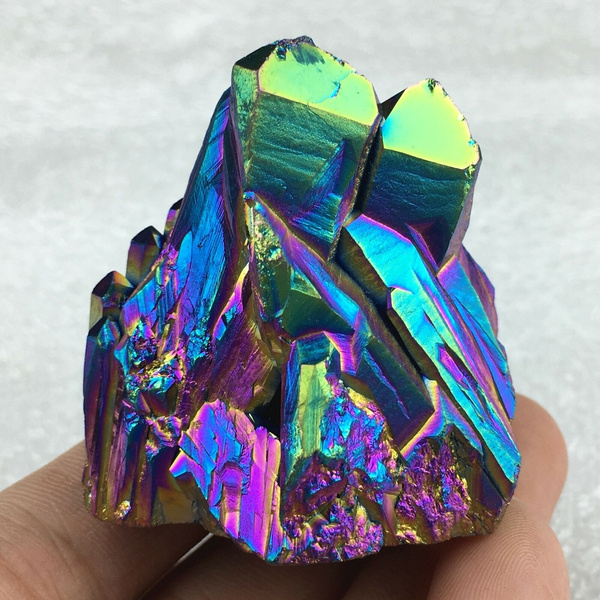 1pc Natural Quartz Crystal Rainbow Titanium Cluster VUG Mineral Specimen Healing 