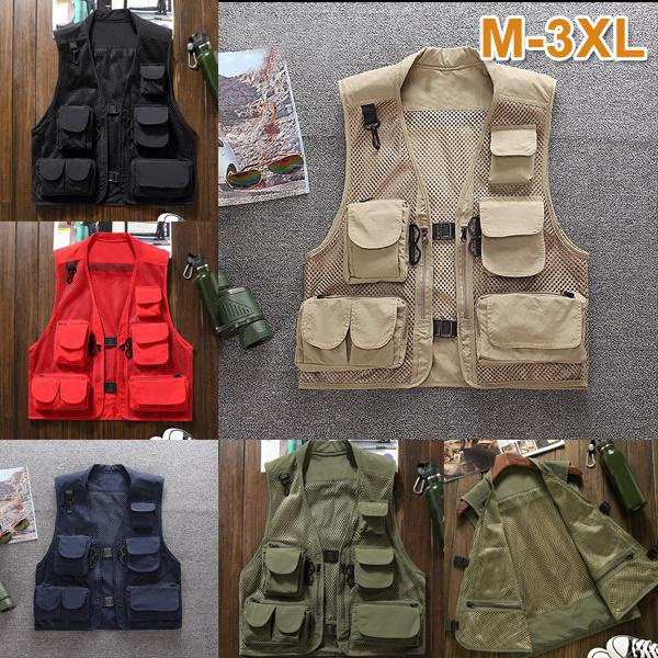 Men Multi-pocket Waistcoat Fishing Vest Casual Fishing Vest Cotton