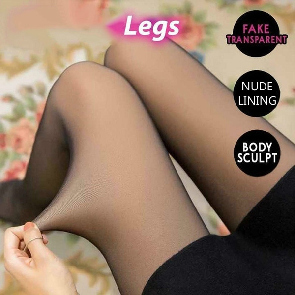 Women Fake Translucent Warm Leggings Pantyhose Legs Warmer Body Sculpting  Slim Wear