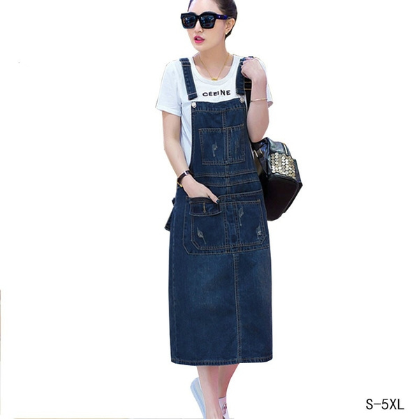 Long Denim Dress Women Summer Plus Size 