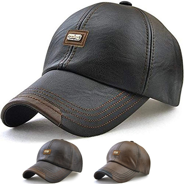 Men's Vintage PU Leather Baseball Cap 