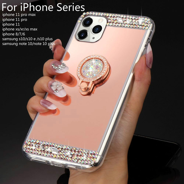 Luxury Diamond Mirror Case For Iphone 11 Pro Max Girl Glitter Ring Cover For Apple Iphone 11 Pro 11 Xs Xs Max Xr 7 Plus 8 6s 6 Wish