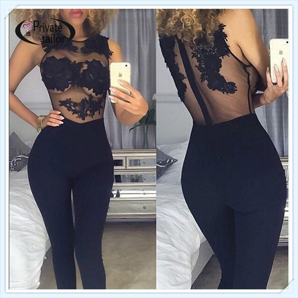 Women Bodycon Jumpsuit Black Lace Bodysuit Female Transparent Mesh Embroidery Rompers Flower Jumpsuit Women Bodycon Jumpsuit Black Lace Bodysuit Female Transparent Mesh Embroidery Rompers Flower Jumpsuit