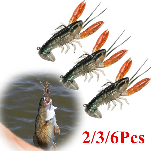 2/3/6pcs Fishing Lure Bait 8cm Soft Fake Crawfish Shrimp Lobster Swim Bait  Claw Bait Artificial Lure Bait Pesca