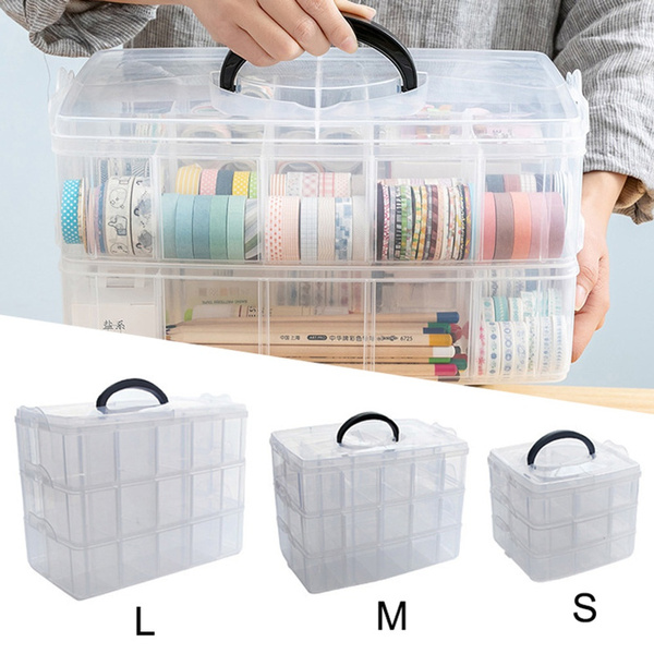 Stackable Storage Box 3-tier Craft Organiser For Crafts Jewellery Plastic  Adjustable Compartment Slot