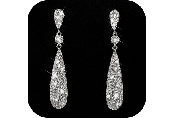 18K Gold Plated Multi-Color Crystal Rhinestone Wedding Drop Dangle Earrings 5776 