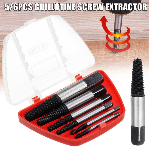 5 Screw Extractor Set Drill Bits Easy Out Guide Broken Damag Screws Bolt Remover