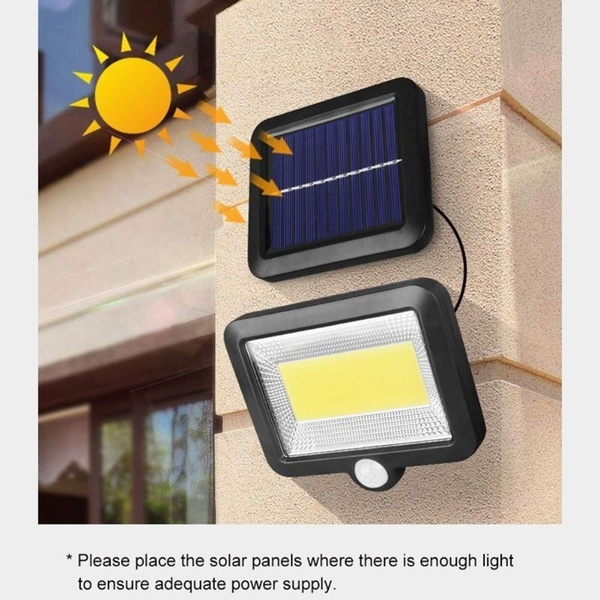 120 COB LED Solar PIR Motion Sensor Wall Light Yard Garden Outdoor Security Lamp 