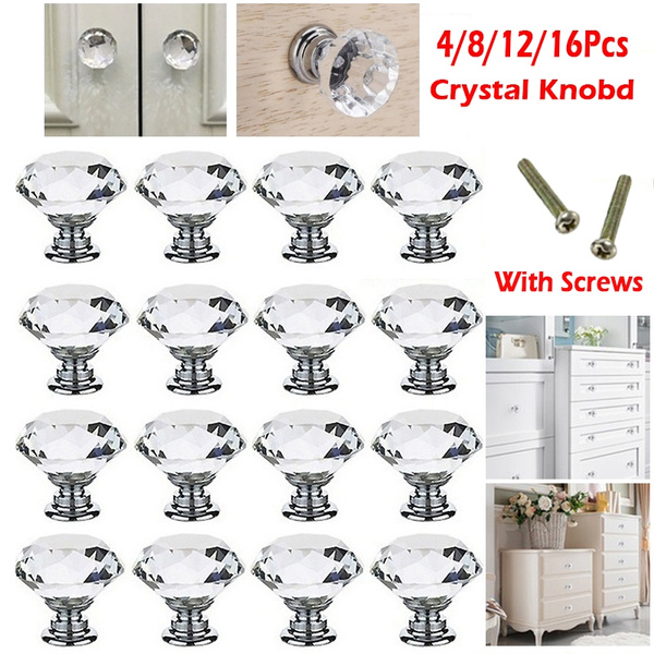 4/8/12/16 Pcs 30mm Acrylic Clear Crystal Knobs Furniture Handle