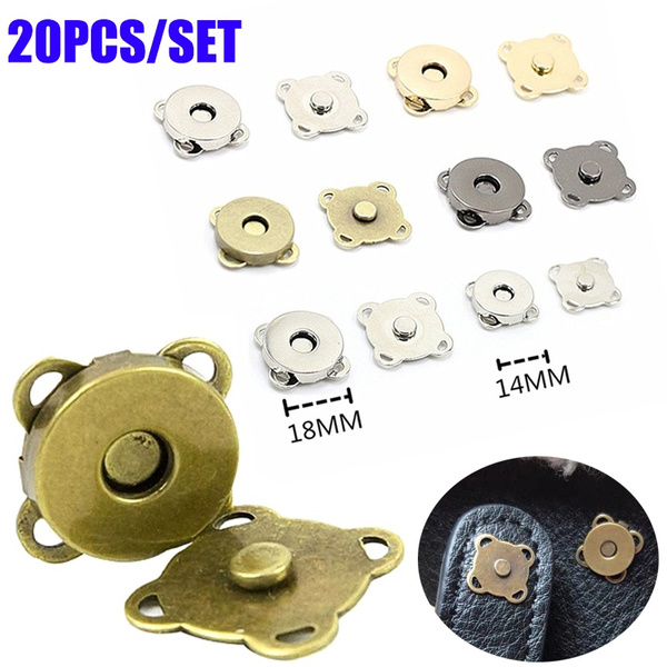 Amazon.com: 100 Sets Silver Tone Magnetic Purse Snap Clasps Button/Great  for Closure Purse Handbag Clothes Sewing Craft No Tools Required 14mm :  Everything Else