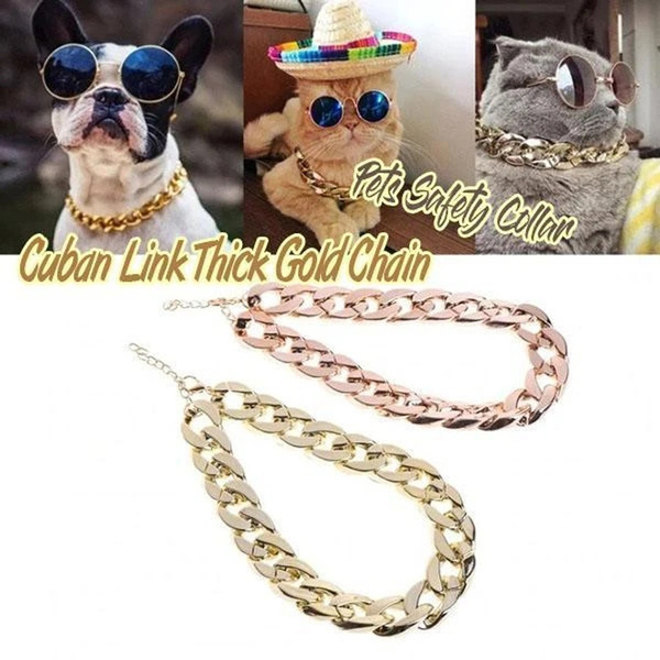 Thick gold chain sales pets safety collar