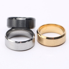 Steel, titaniumsilverblackgoldmenring, wedding ring, gold