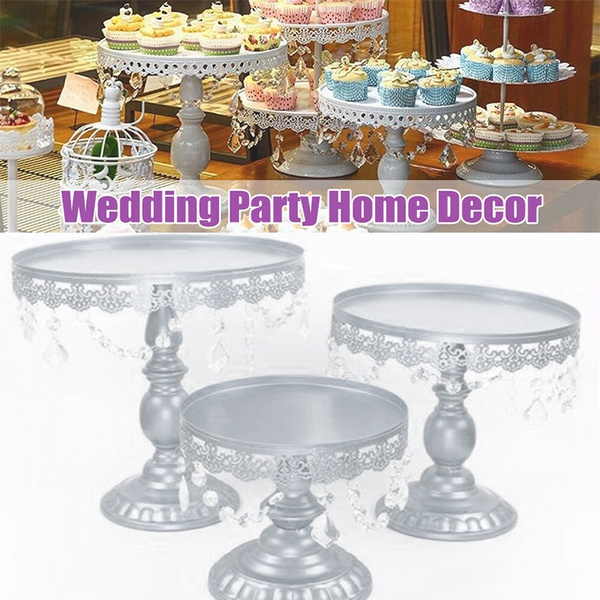 Wedding Party Decor Modern Crystal Round Cake Stand Display Dessert Holder 