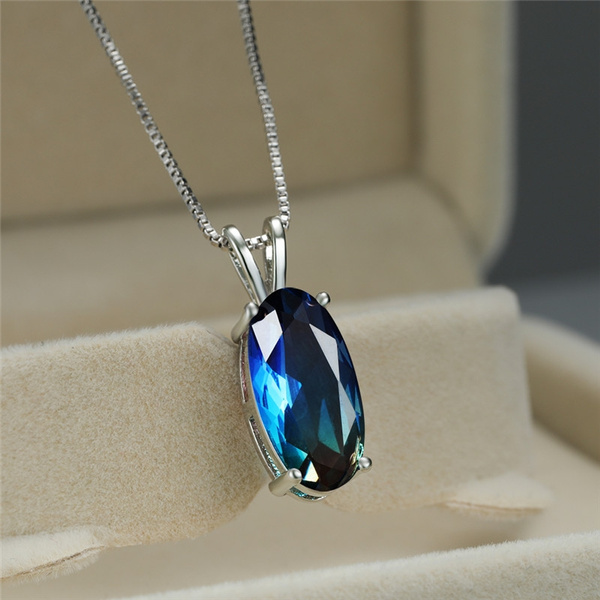 oval sapphire and diamond necklace