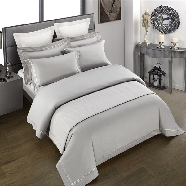 Set 100 Cotton Ultra Durable Bed Linen, Light Grey King Size Bed Sheet