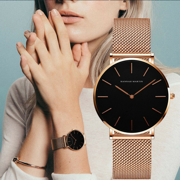 Daniel Klein Womens Wrist Watch (DK12532-4) Mesh Strap 34mm Analog  Women's Fashion Watches Japanese Quartz Movement Textured Bezel, 