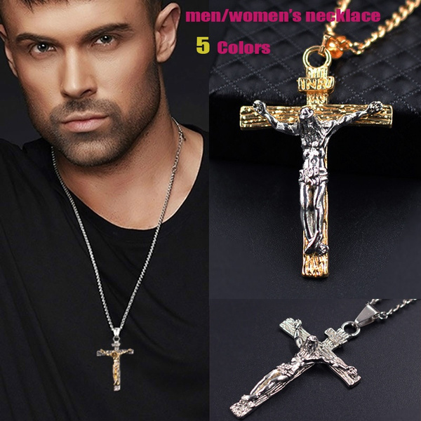 jesus cross necklace mens