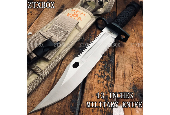 Military Dagger Tactical Fixed Blade Knife Outdoor Camping Hunting Hiking  Fishing Cuting Survival Knifes with Nylon Sheath