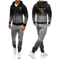 Wish Reseñas de clientes: Cristiano Ronaldo CR7 Logo Chándales Sudaderas  con capucha Hombres Casual Harajuku Gradient Color Hooded Fleece Zipper  Jacket Sudadera Pantalones de chándal Traje 2pcs