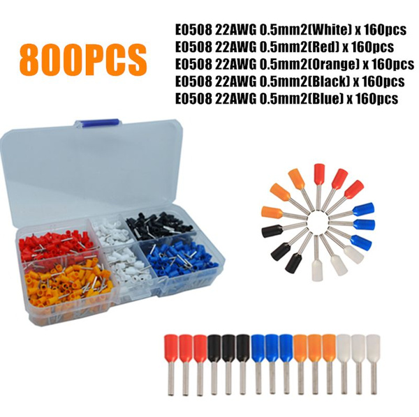 800pcs Ferrules kit set Wire Copper Crimp Connector Insulated Cord Terminal 