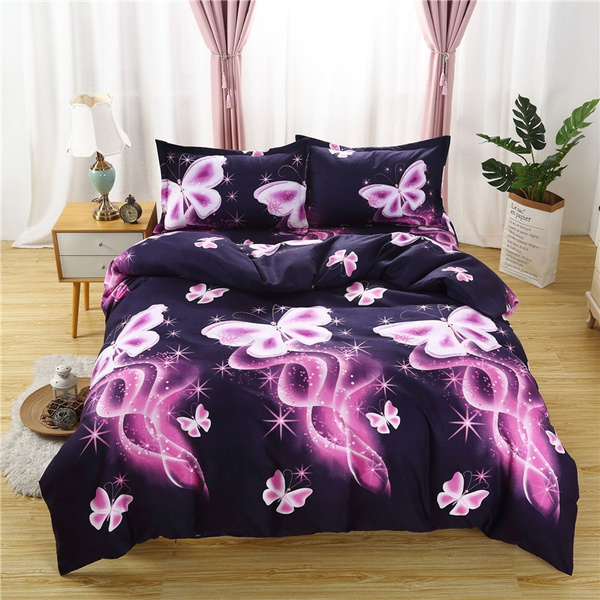 Luxury 3D Butterfly Bedding Set Printed Butterfly Duvet Cover Purple  Butterfly Bedding Sets Comforter Quilt Cover | Wish