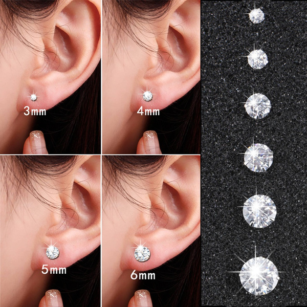8PCS 6mm FECTAS 16G Tragus Conch Forwards Helix Earrings Stud Stainless Steel CZ Ear Piercing Jewelry 1/4in