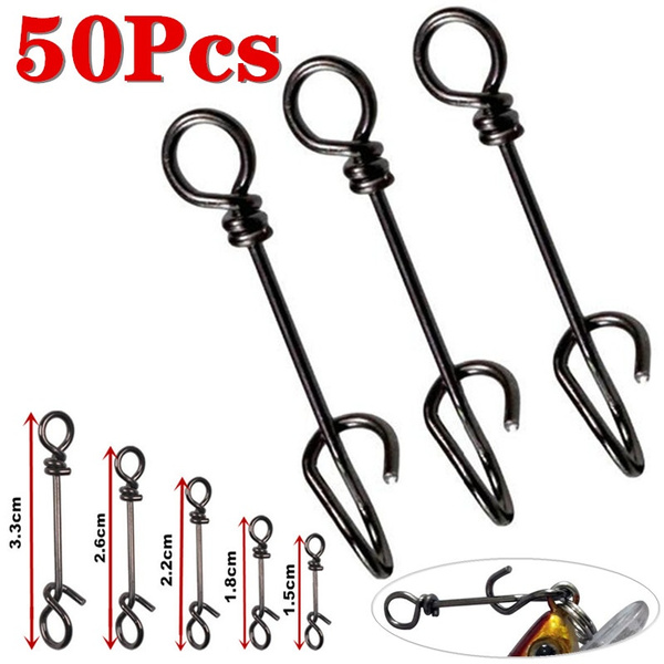 50Pcs Stainless steel Connector Fishing Fastach Clips Fishing Swivels Snaps-. 