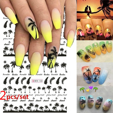 Summer, nail stickers, nail tips, Hawaiian