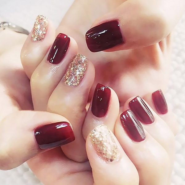 24pcs/set Red Gold Jump Color Design Finished Fake Nails Short Size Full Nail Tips Patch Lady Art Tool | Wish 24pcs/set Red Gold Jump Color Design Finished Fake Nails Short Size Full Nail Tips Patch Lady Art Tool | Wish
