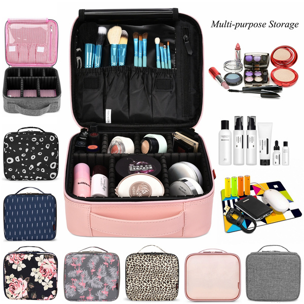 Topone® Professional Makeup Cosmetic Bag Travel Train Case Big Makeup  Organizer Portable Make Up Box for Women Girls - Removable Dividers & Brush  Section & Padded & Hard Shell