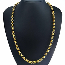 8MM, Chain Necklace, Joyería de pavo reales, gold