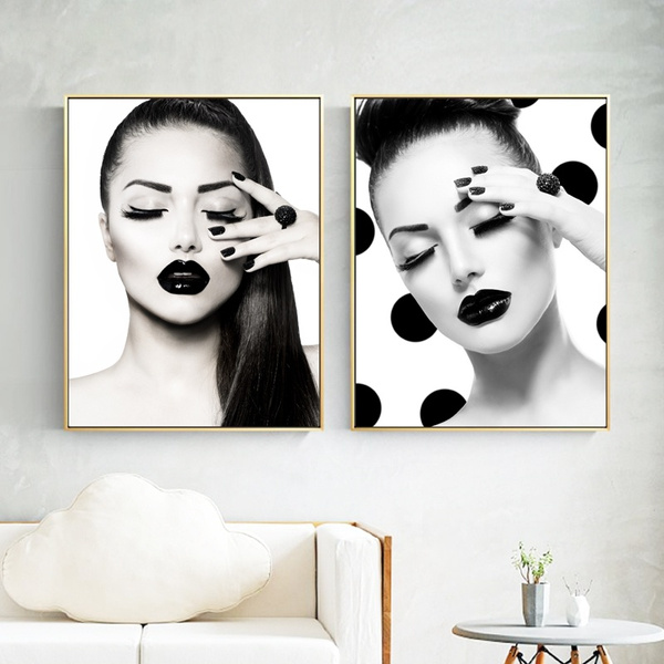 Beauty Fashion Model Girl With Hair Canvas Posters and Prints