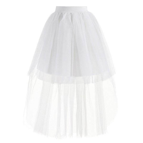 Half Bustle Tulle Tutu Mesh Sheer Long Skirt Burlesque Petticoat ...