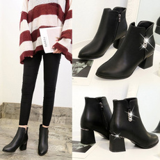 ankle boots, short boots, shortbarrel, 医leatherboot