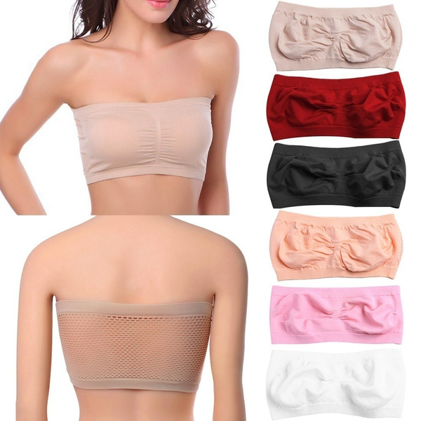 1 Pcs Women Basic Stretch Layer Strapless Seamless Solid Cropped