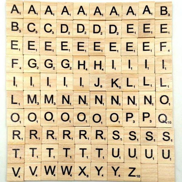 100pcs Lot English Letter Set Word Scrapbooking Scrabble Number Alphabet Tile Wooden Letter Block Home Diy Crafting Wish