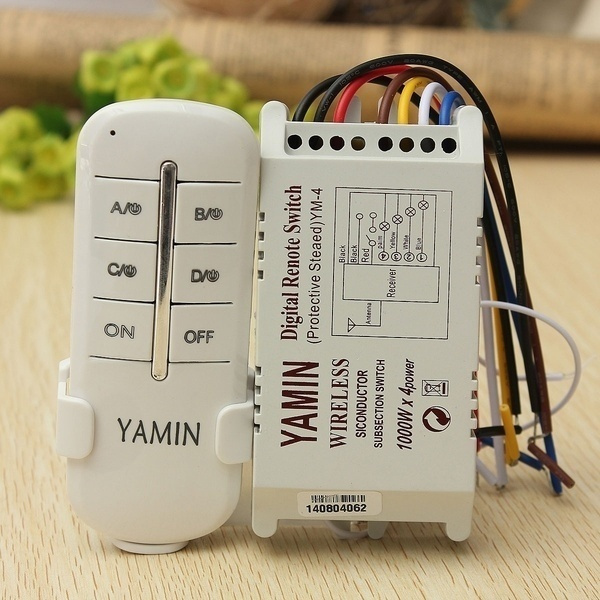 Wireless 4 Channels ON/OFF 220V Lamp Remote Control Switch Receiver ...